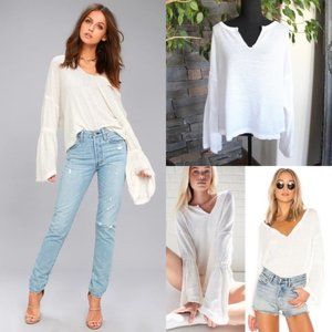 Free people Dahlia bell sleeve waffle knit top